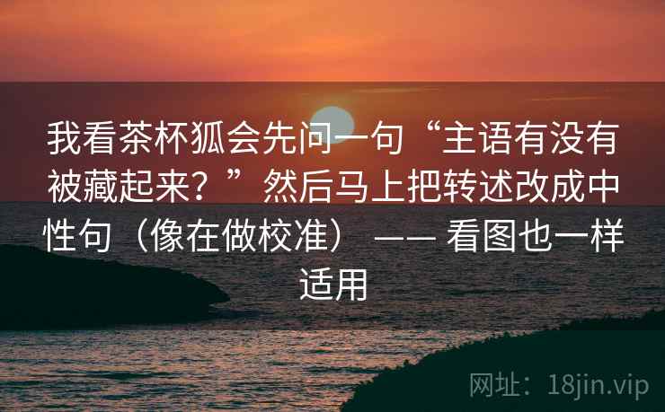 我看茶杯狐会先问一句“主语有没有被藏起来?”然后马上把转述改成中性句(像在做校准) —— 看图也一样适用
